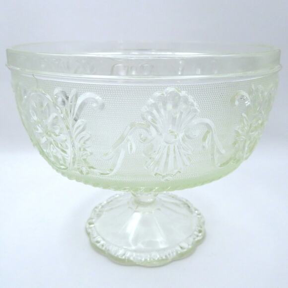 Vintage Pressed Glass Pedestal Bowl Floral Scroll Pattern EAPG Style Candy Dish - Picture 14 of 14